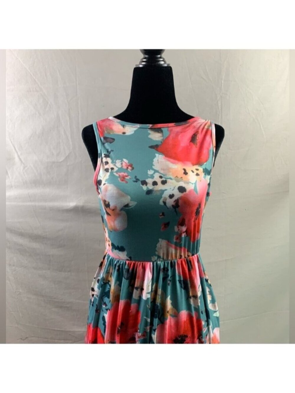 Blue Boho Floral Print Hidden Pocket Dress - Picture 8 of 9